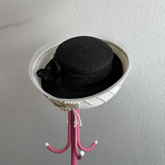 Hi\'s Classic Women\'s Wide Brim Hat Pearl Accents Wedding Multicolor main image 6